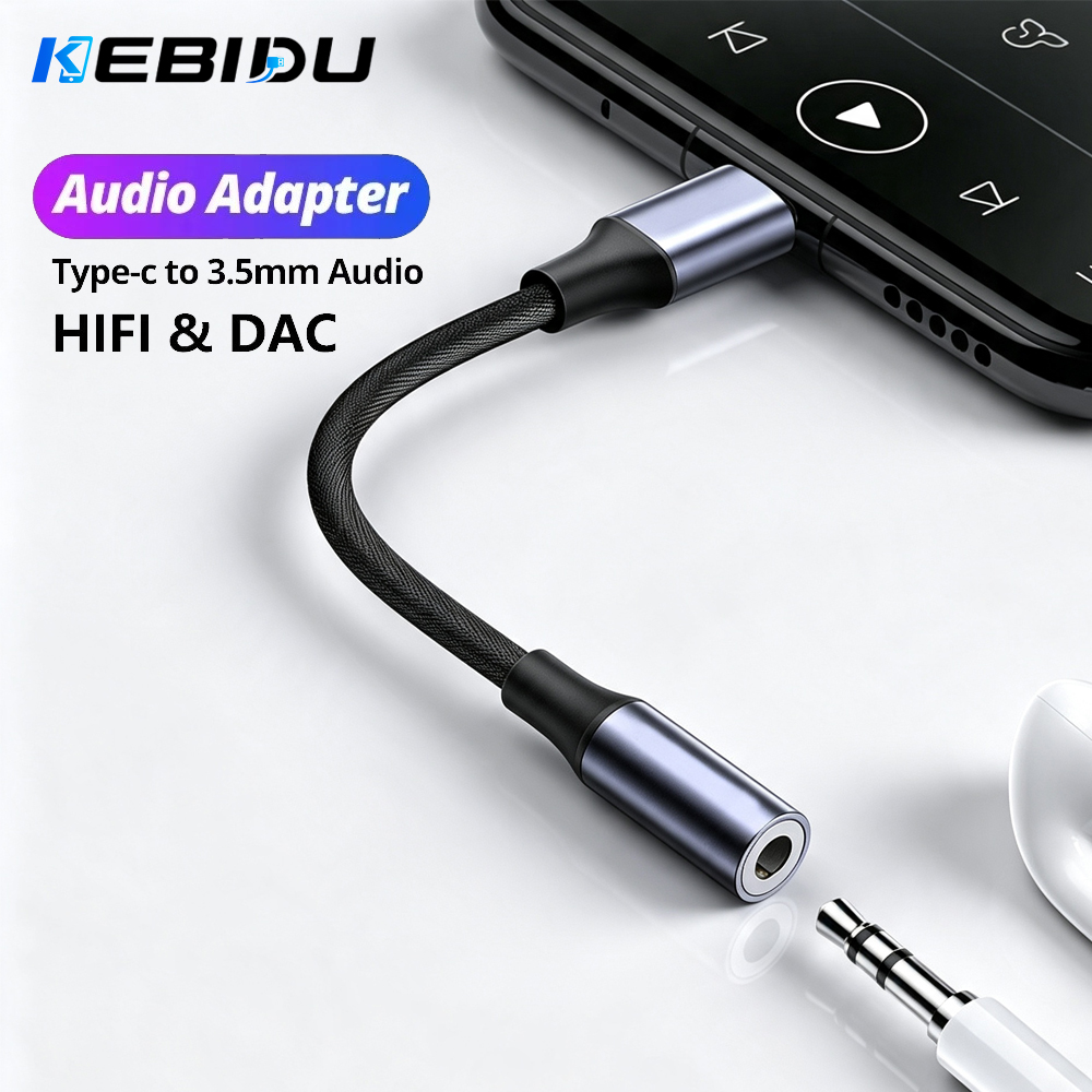 Audiophile Headphone Wired - KEBIDU Adaptor Audio Tipe C ke