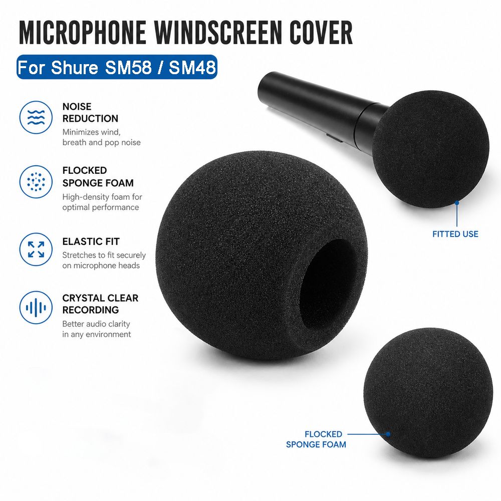 Shure Mic Sm58 - Penutup Mikrofon Pengganti, Busa Spons Berlapis,